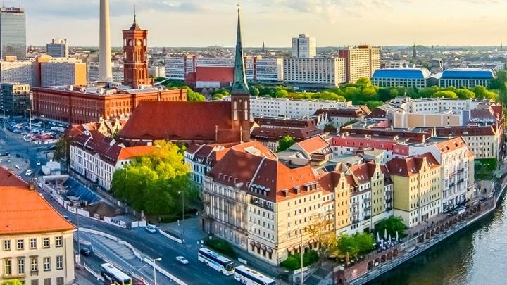 View of cityscape and river in Berlin, Germany